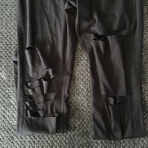 Laurie Belles Womens Distressed Black Leggings